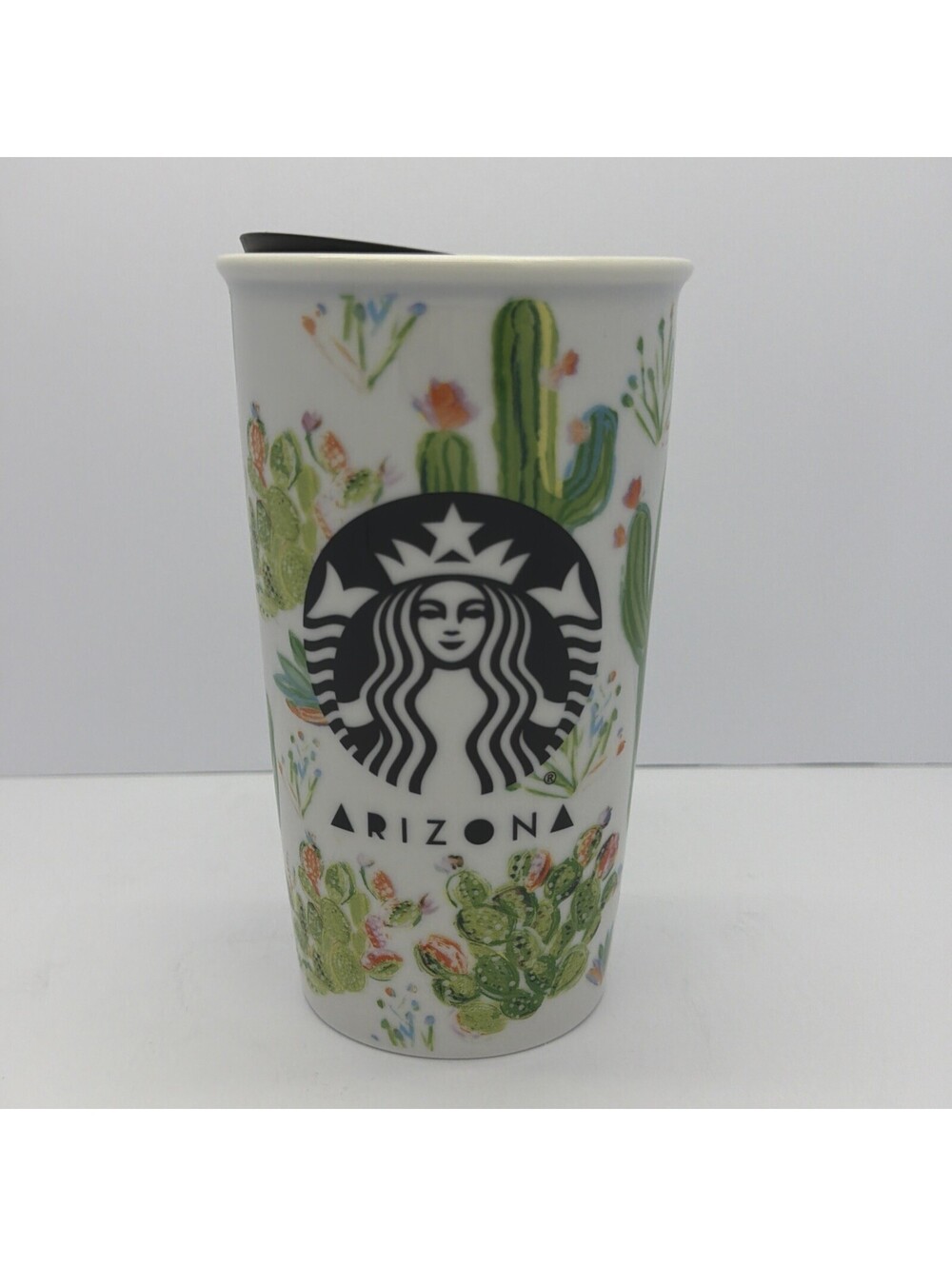 Starbucks 2016 Arizona Local Collection Ceramic Tumbler 12 oz Desert Cacti Mint